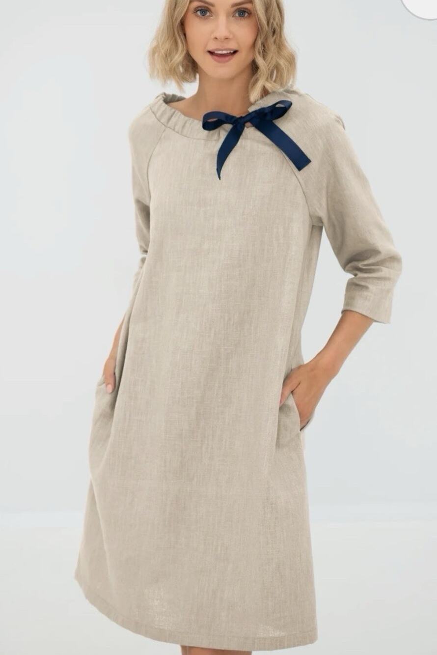 NWOT Le Muse A Line Dress Linen Blend The French Cocktail Beige Size XL
